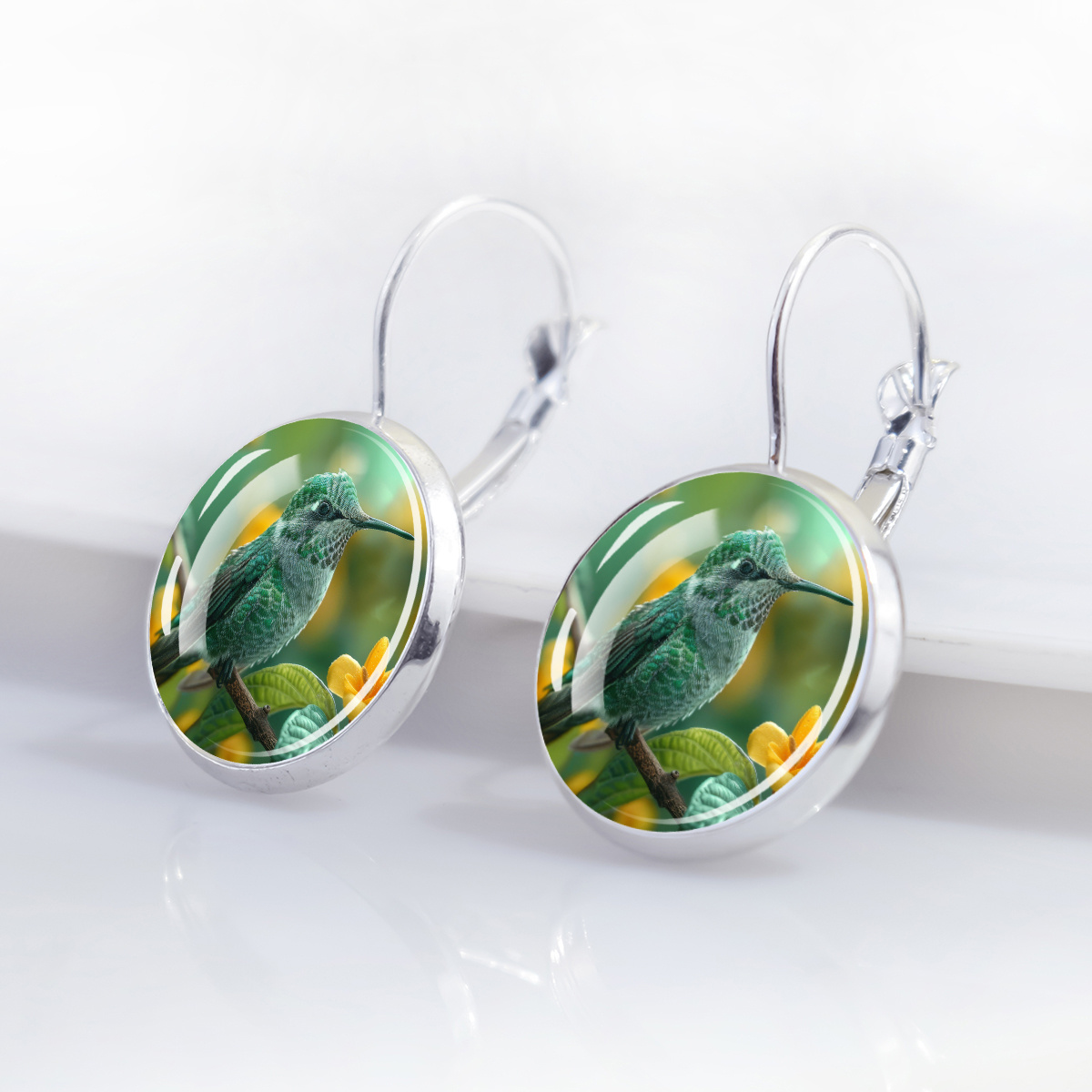 Rustic-Style Hummingbird Theme Earrings
